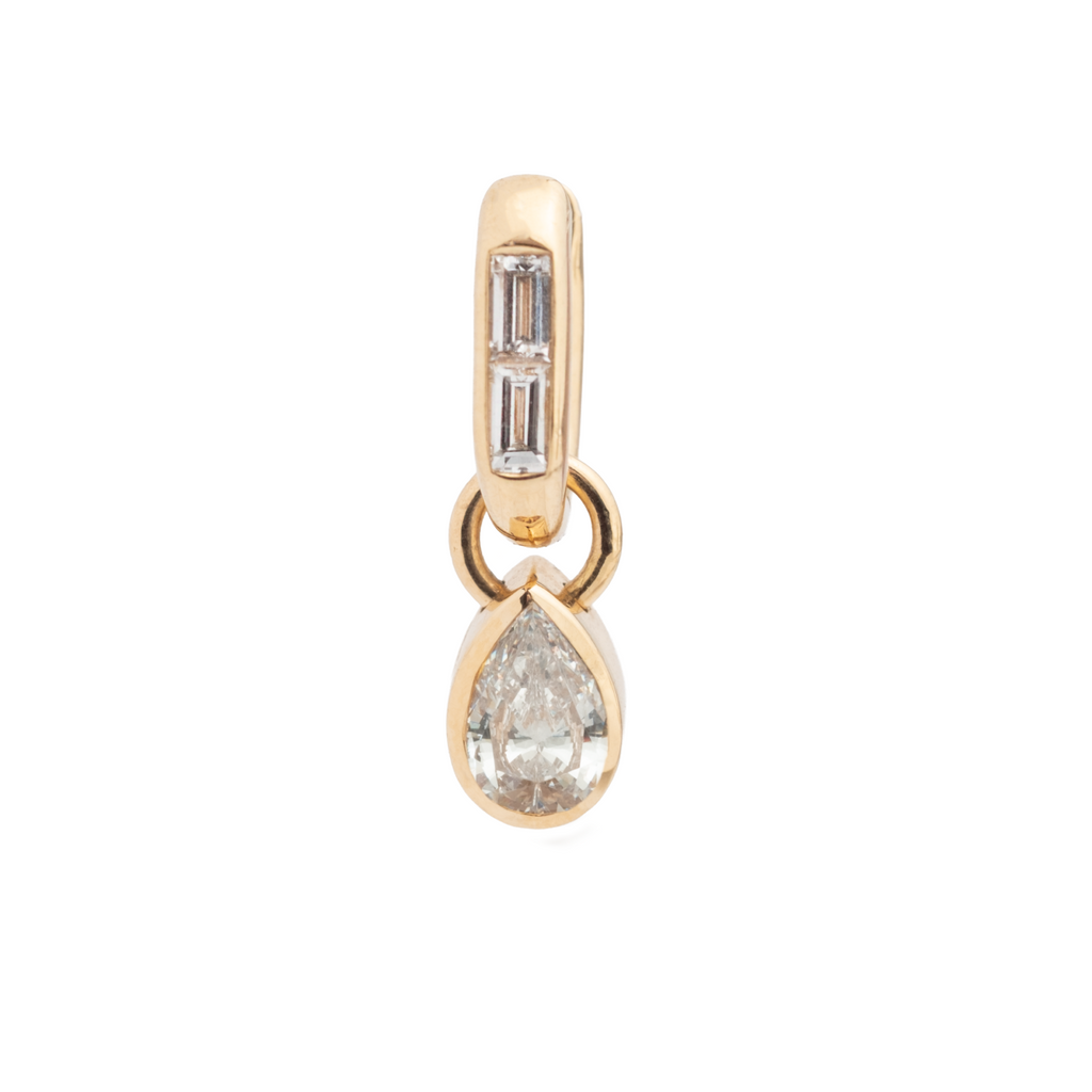 Forever & Always a Pair Diamond Petite Baguette Ear Fob : in Yellow Gold view 1
