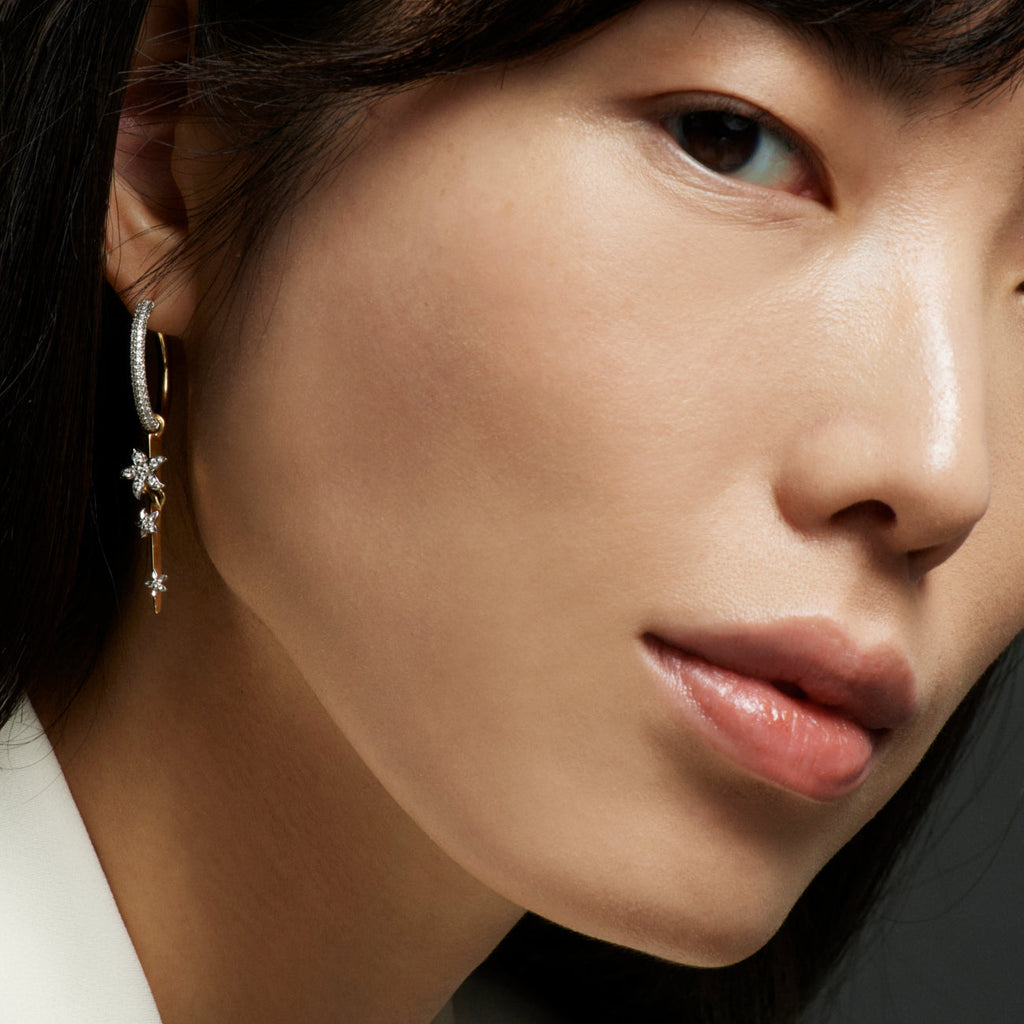 Resilience | Thorn Pavé Medium Hoop Earring | Diamonds, Mixed Gold view 2