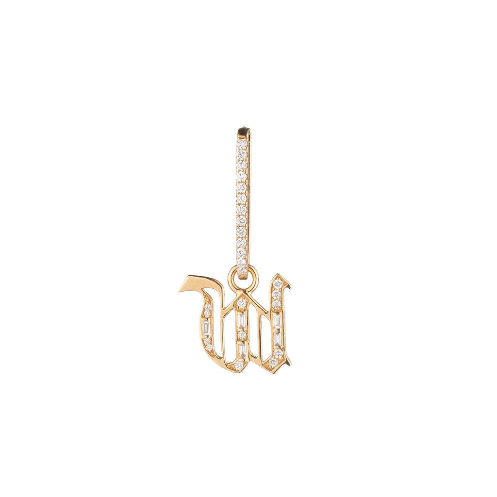 18K Yellow Gold Diamond Initial Small Pave Fob Earring : in Yellow Gold – FoundRae view 3