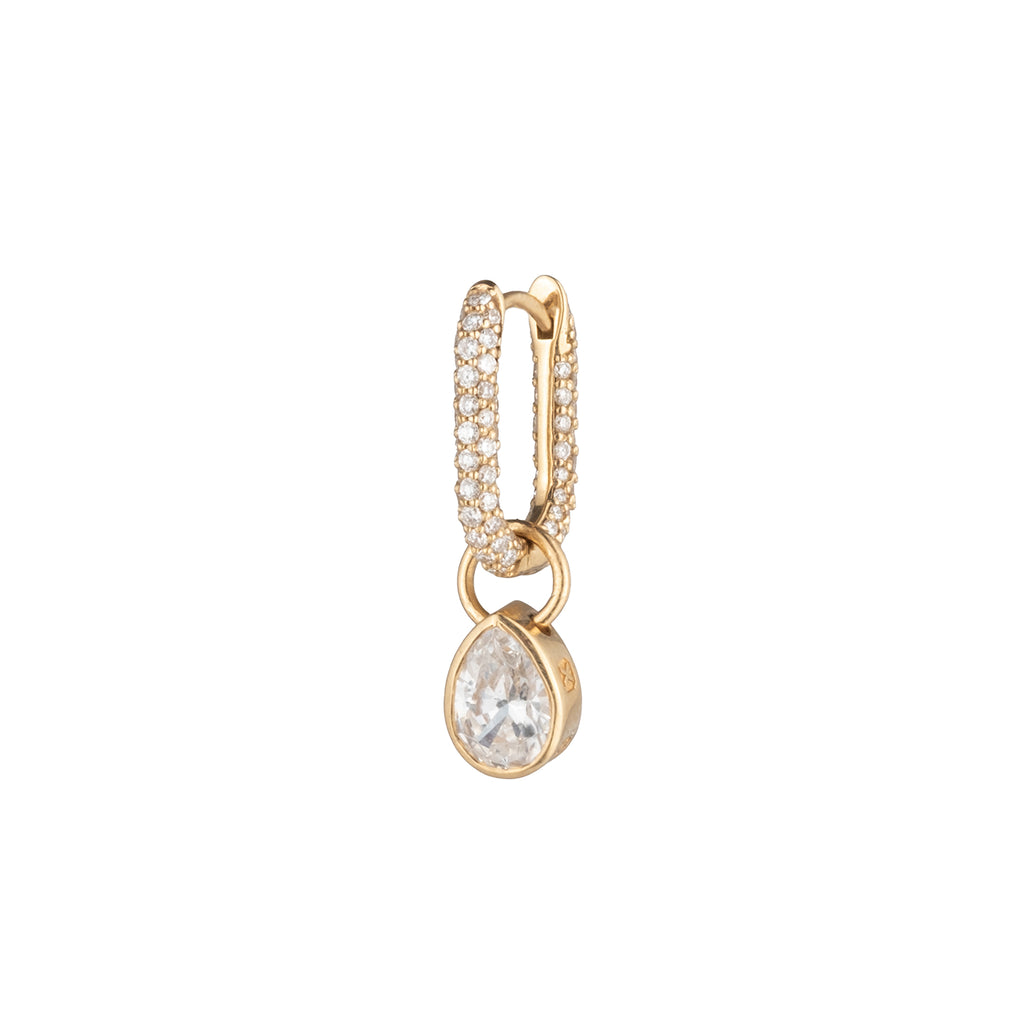 Forever & Always a Pair Petite Pave Fob Earring : in Yellow Gold with Diamond view 1