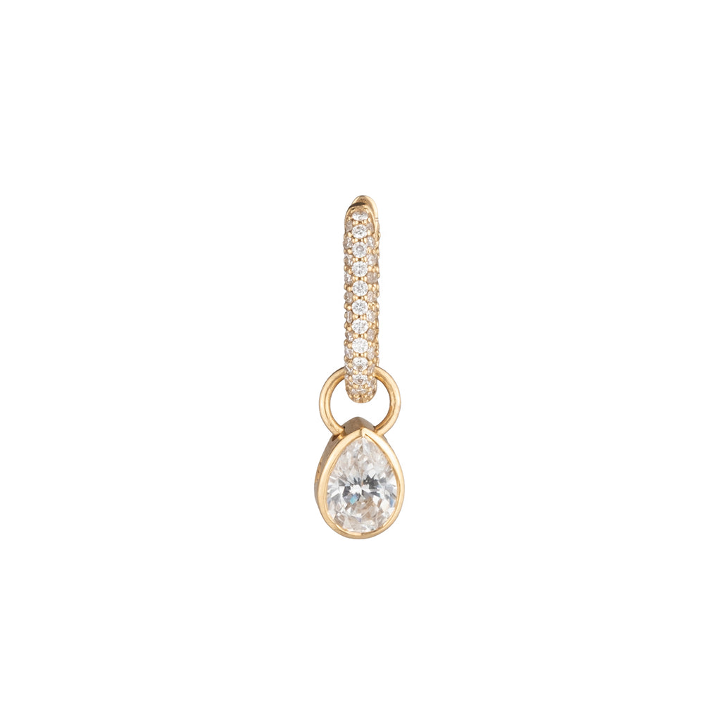 18K Yellow Gold True Love | Forever & Always a Pair Petite Pavé Chubby Fob Earring | Diamonds, Yellow Gold – FoundRae view 3