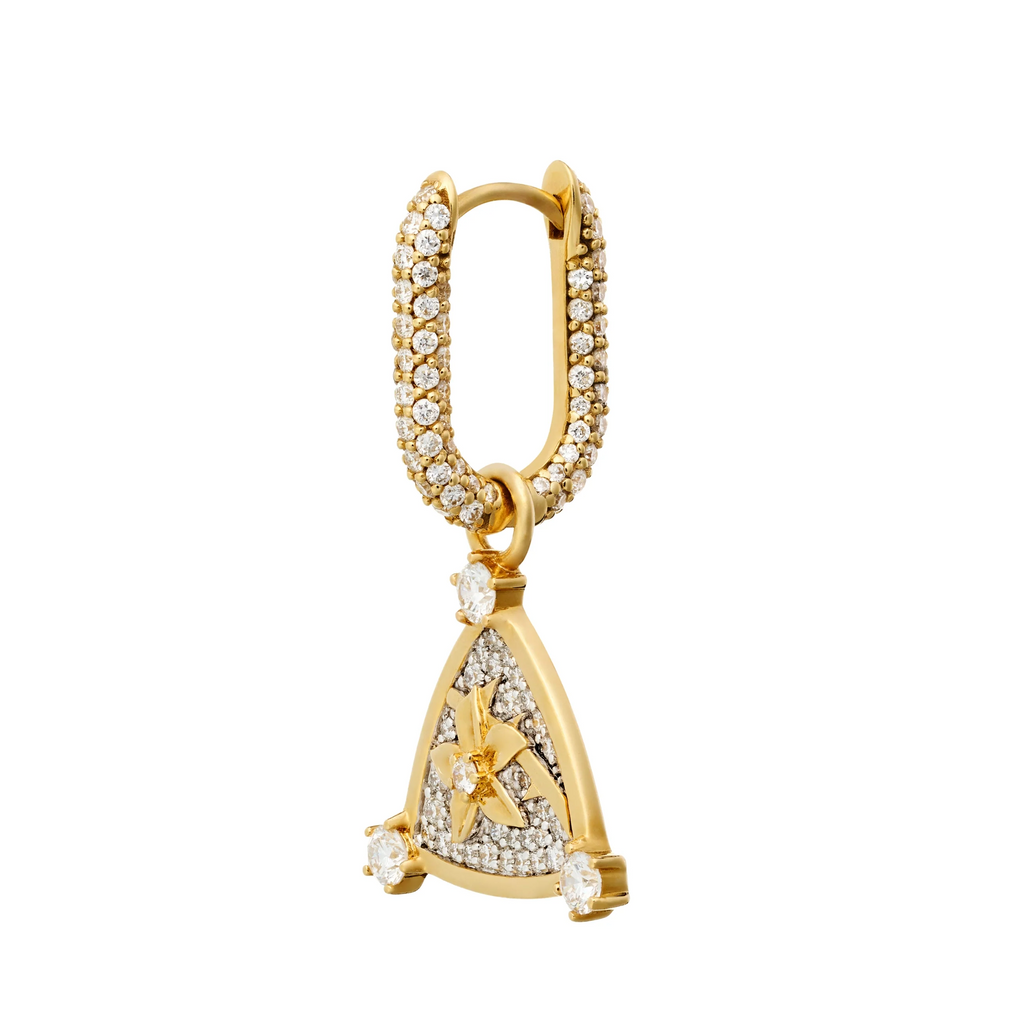 18K Mixed Gold Resilience | Blossoms Petite Pavé Chubby Fob Earring | Diamonds, Mixed Gold – FoundRae view 3