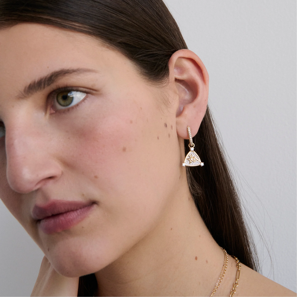 18K Mixed Gold Resilience | Blossoms Petite Pavé Chubby Fob Earring | Diamonds, Mixed Gold – FoundRae view 4