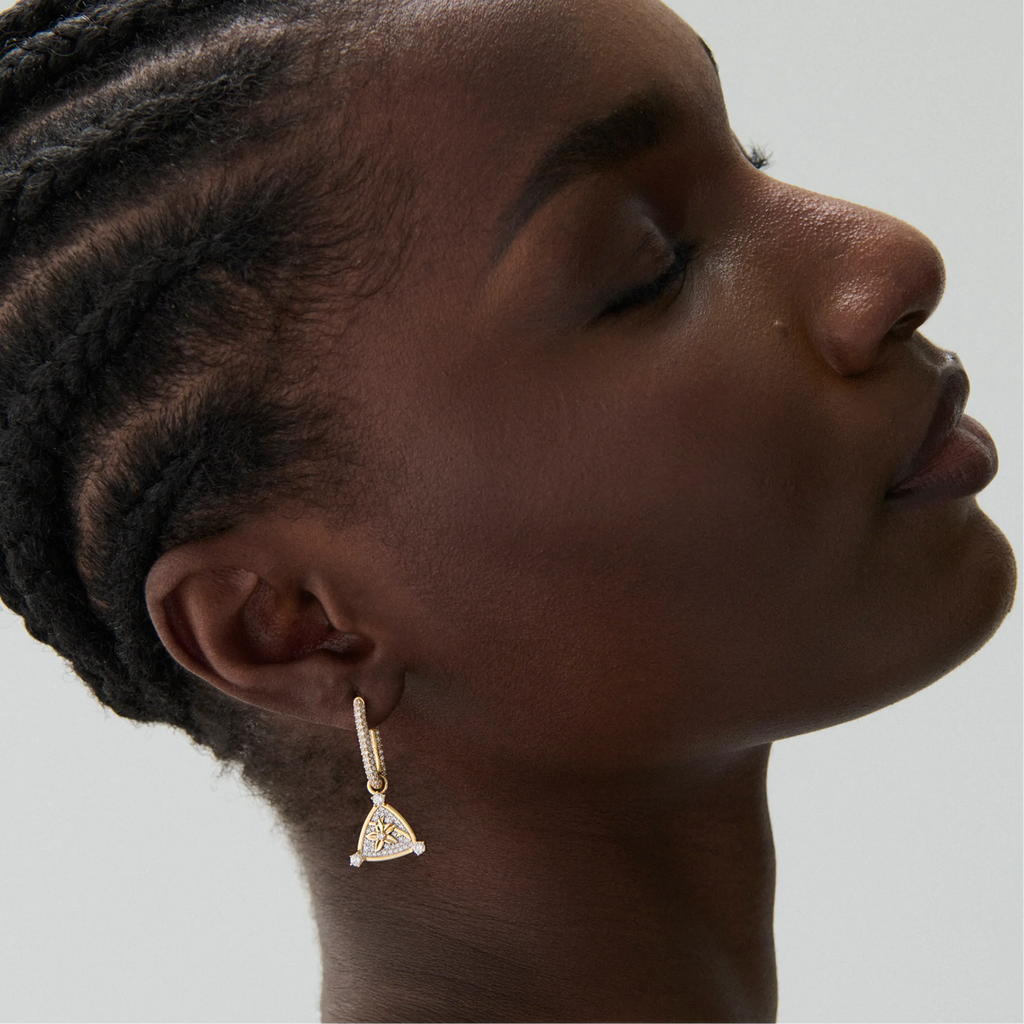 Resilience | Blossoms Petite Pavé Chubby Fob Earring | Diamonds, Mixed Gold view 2