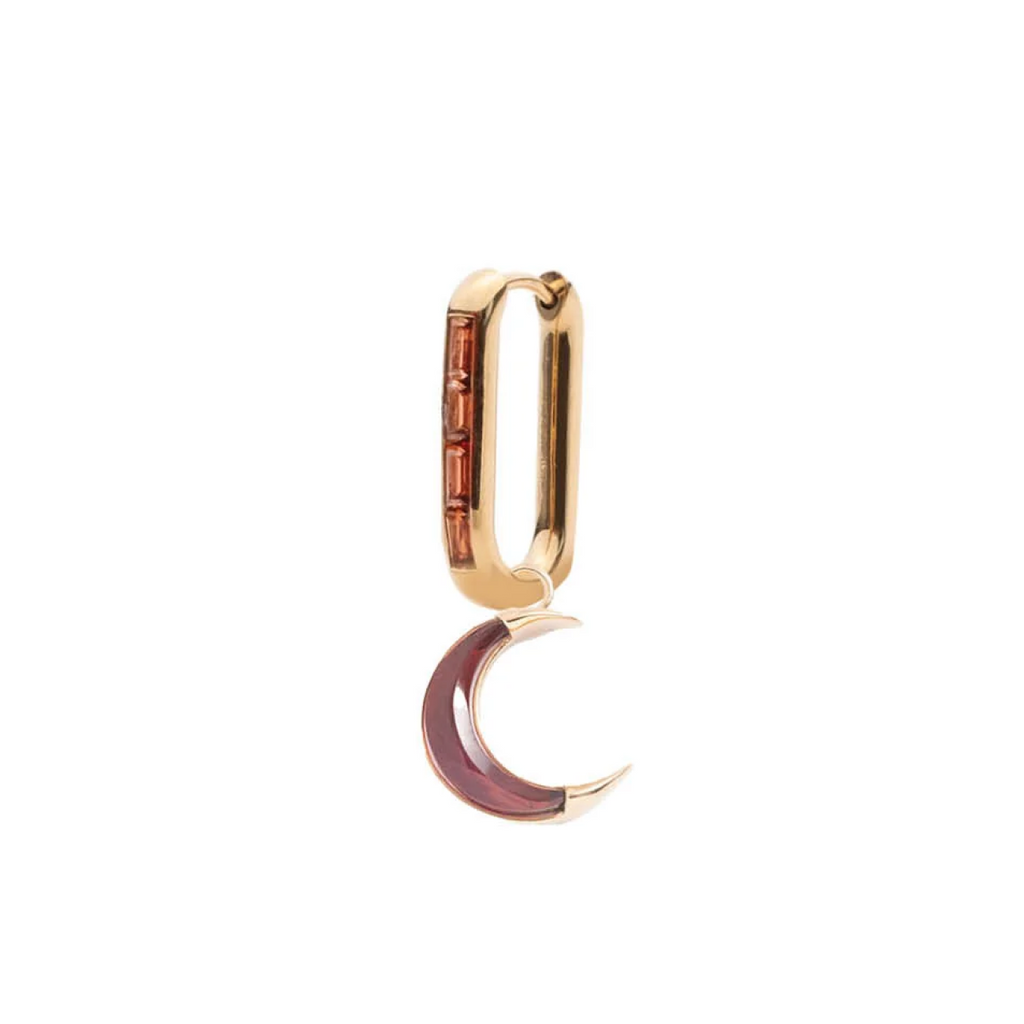 Crescent - Karma : Baguette Garnet Fob Earring view 1