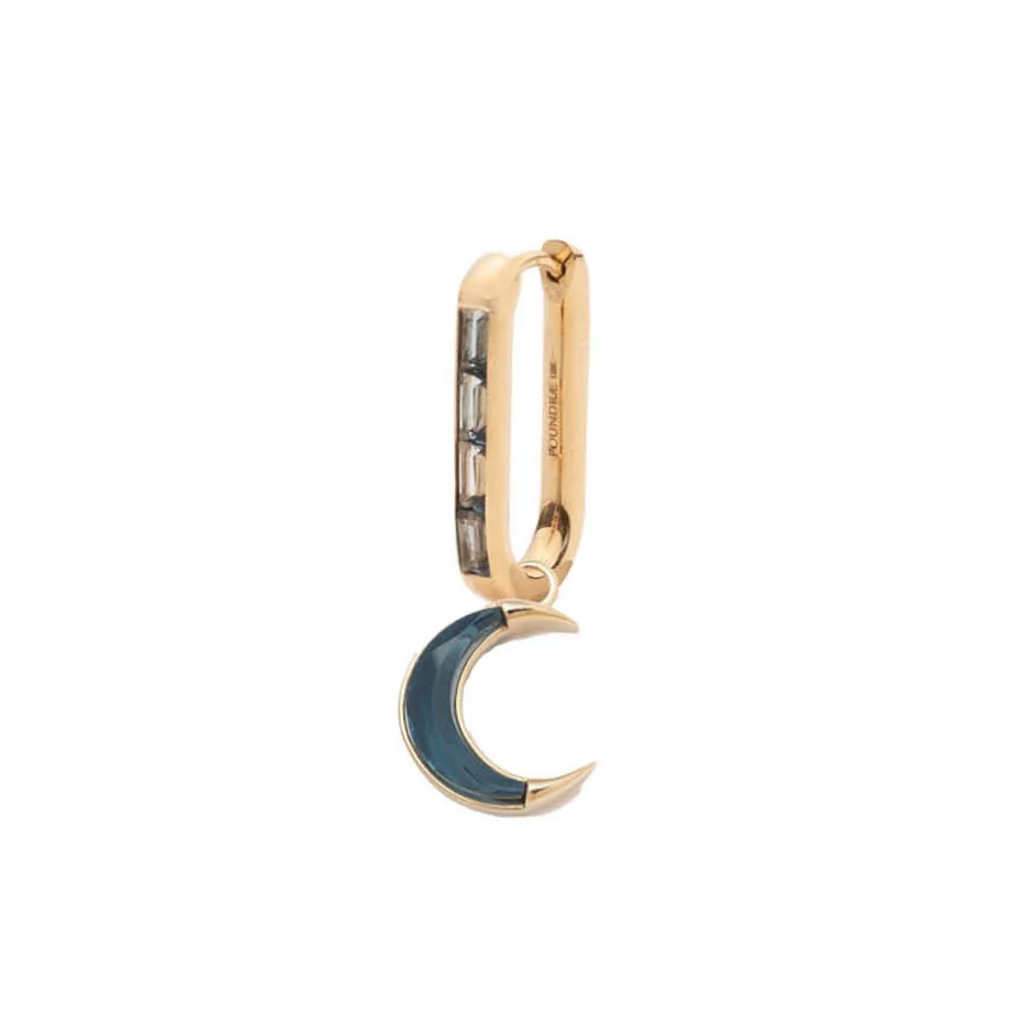 Crescent - Karma : Baguette London Blue Topaz Fob Earring view 1