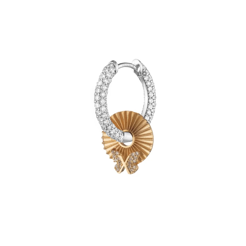 Butterfly - Reverie : Gold Symbol Disk Small Pave Chubby Ear Hoop view 1