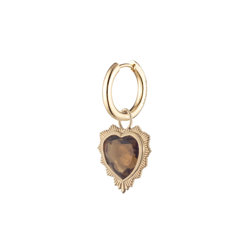 Gemstone Heart - Love : Champagne Citrine Small Chubby Ear Hoop view 1