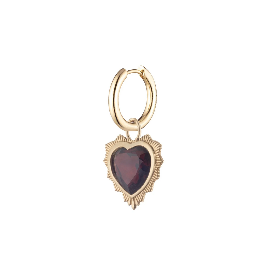 Gemstone Heart - Love : Garnet Small Chubby Ear Hoop view 1