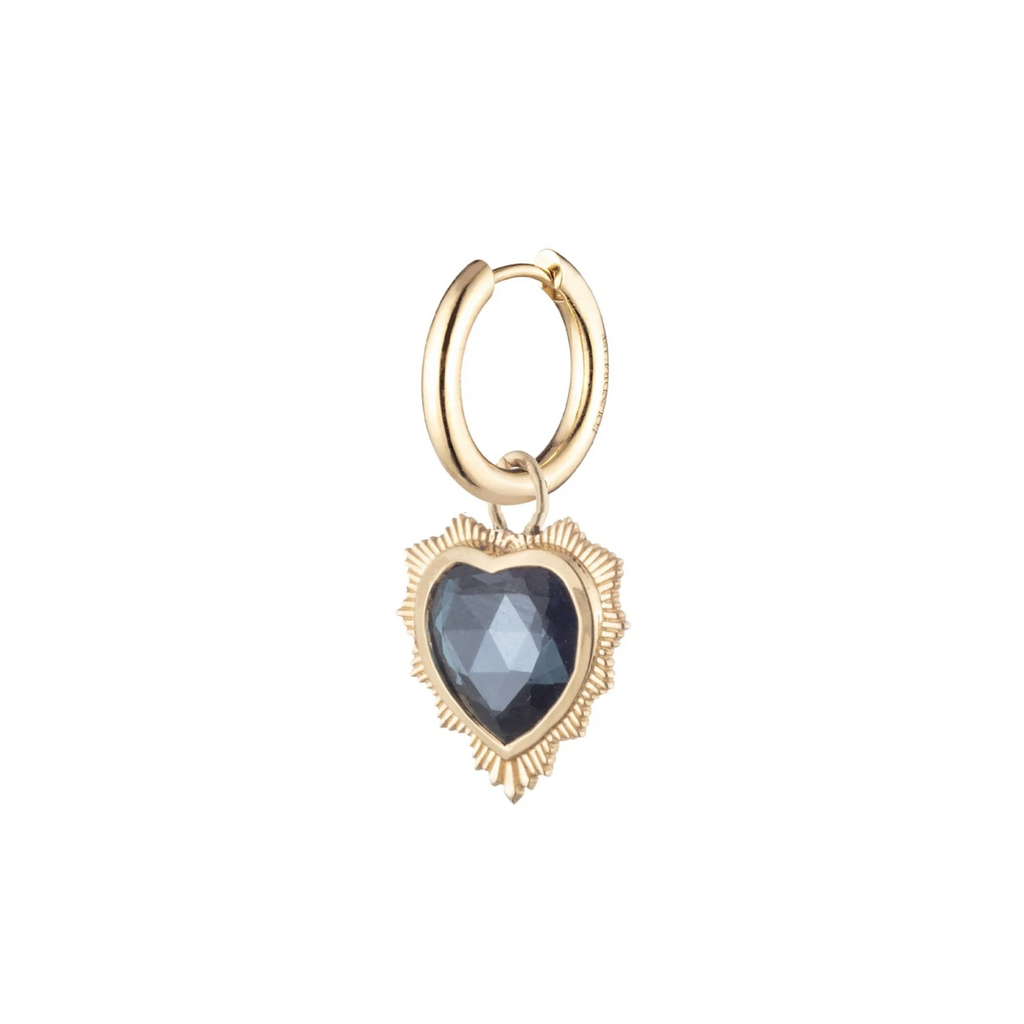 Gemstone Heart - Love : London Blue Topaz Small Chubby Ear Hoop view 1