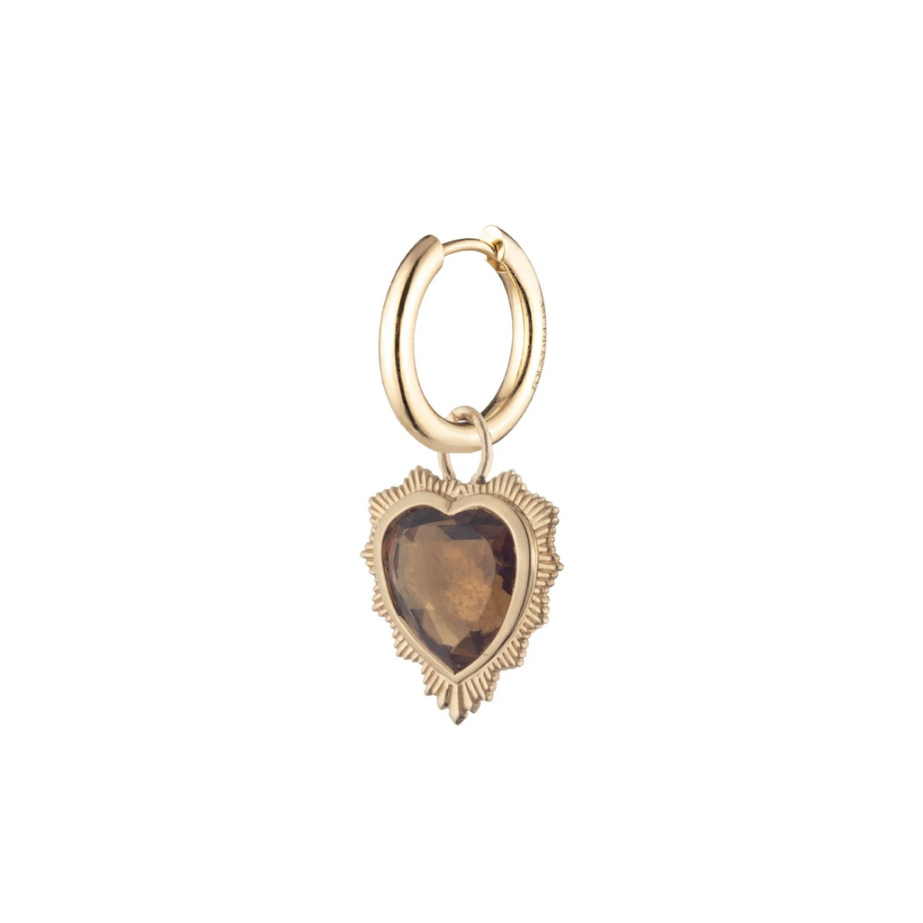Gemstone Heart - Love : Smoky Quartz Small Chubby Ear Hoop view 1