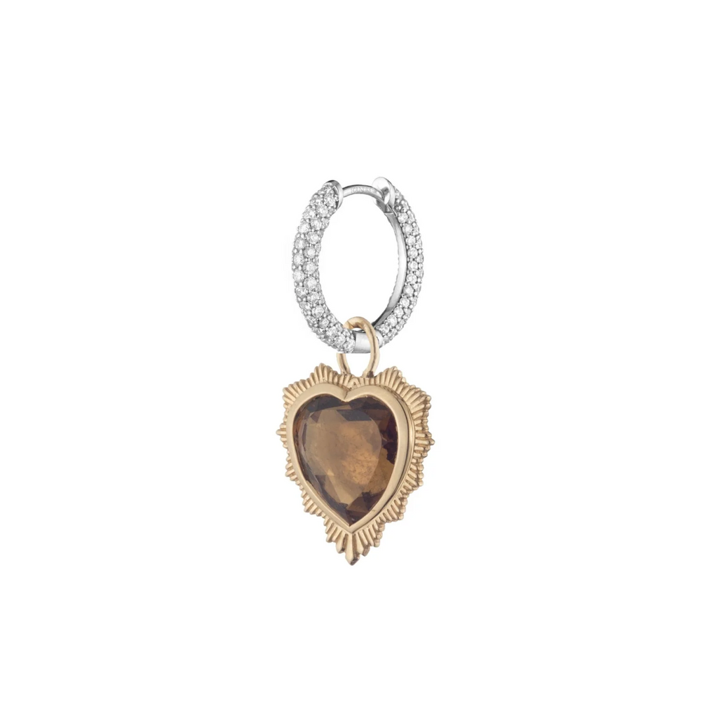 Gemstone Heart - Love : Champagne Citrine Small Diamond Pave Chubby Ear Hoop view 1