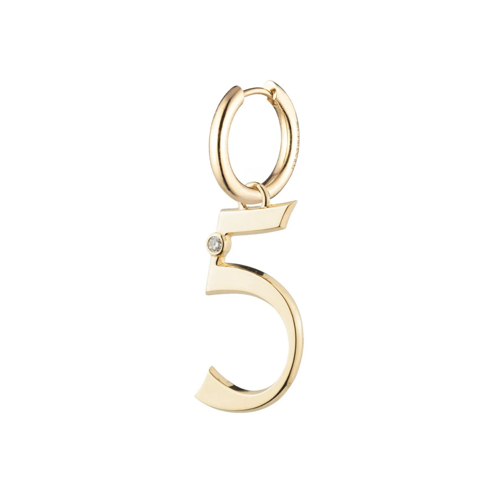 Engravable Number 5 : Oversized Small Chubby Ear Hoop view 1
