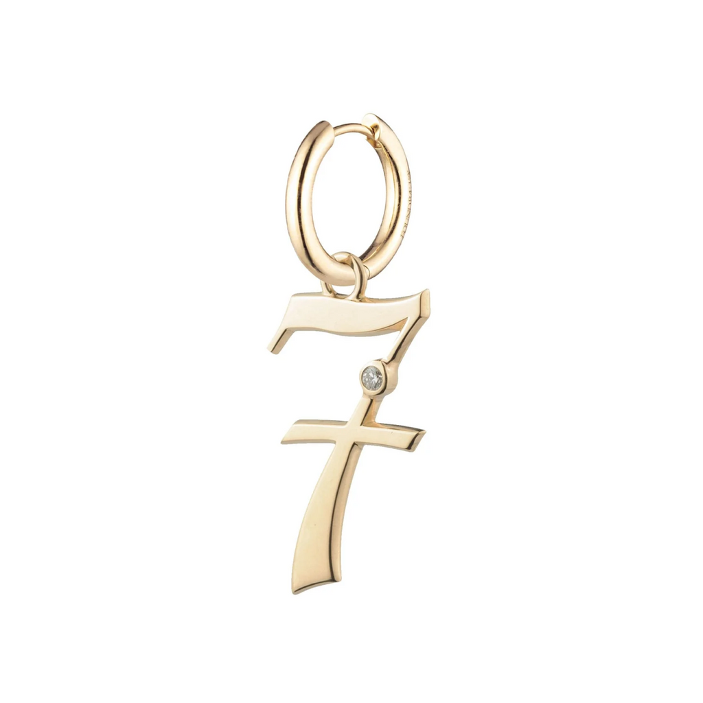 Engravable Number 7 : Oversized Small Chubby Ear Hoop view 1