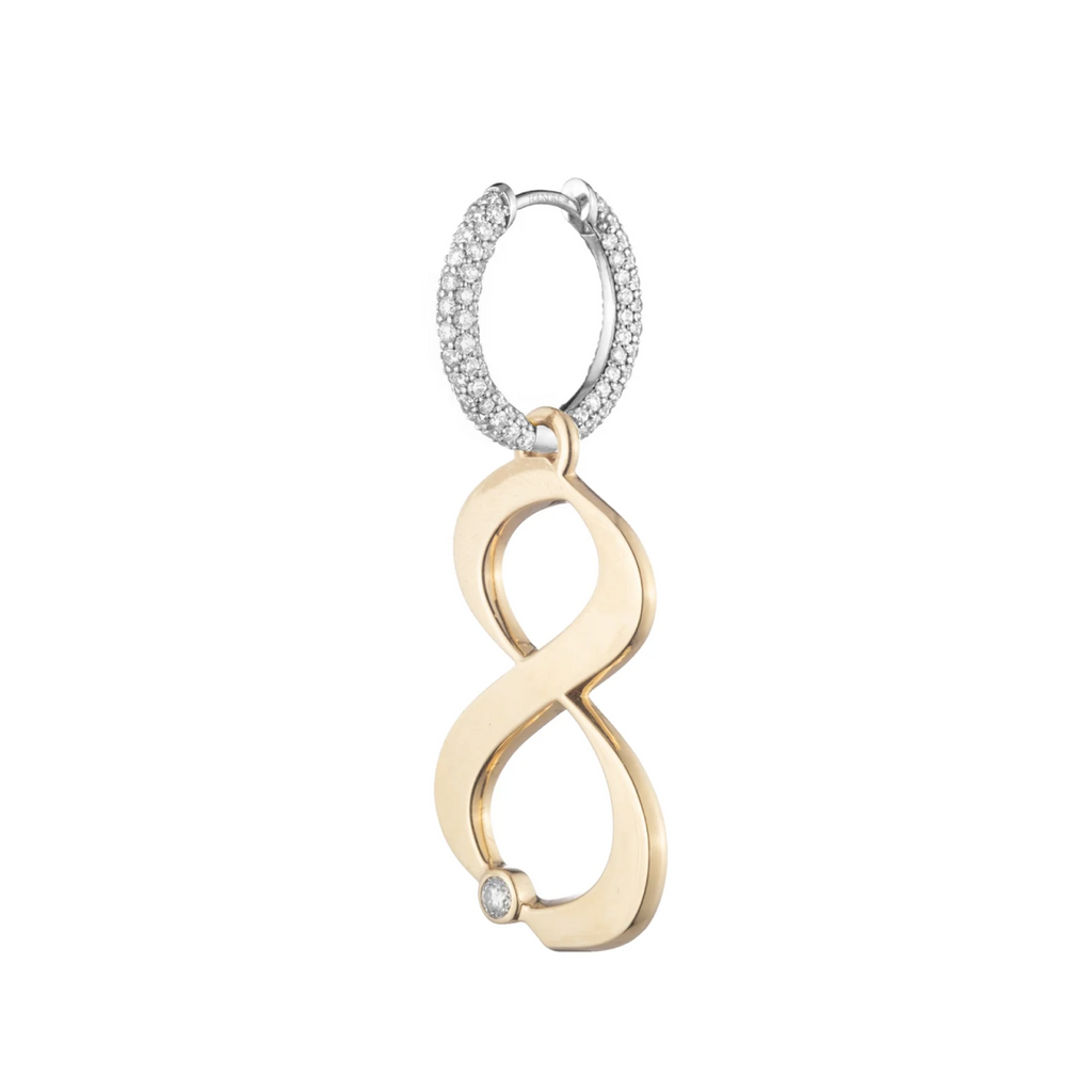 Engravable Number 8 : Oversized Small Pave Chubby Ear Hoop view 1