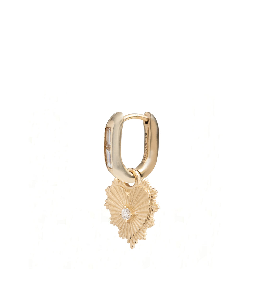 Diamond Center Heart - Love : Small Baguette Fob Earring view 1