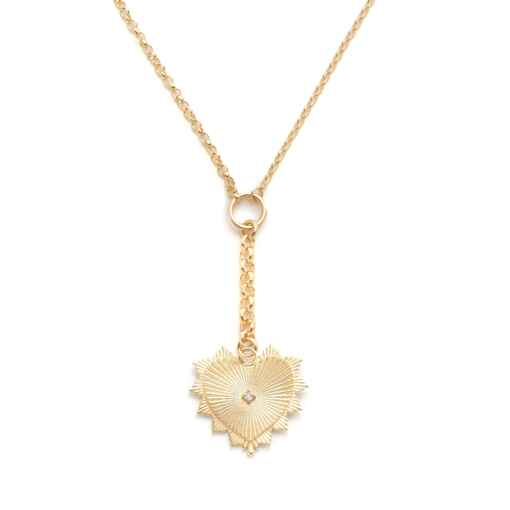 18K Yellow Gold Heart Love Token Small Mixed Belcher Necklace : in Yellow Gold with Diamonds – FoundRae view 3