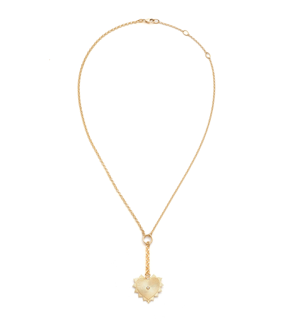 18K Yellow Gold Heart Love Token Small Mixed Belcher Necklace : in Yellow Gold with Diamonds – FoundRae view 2