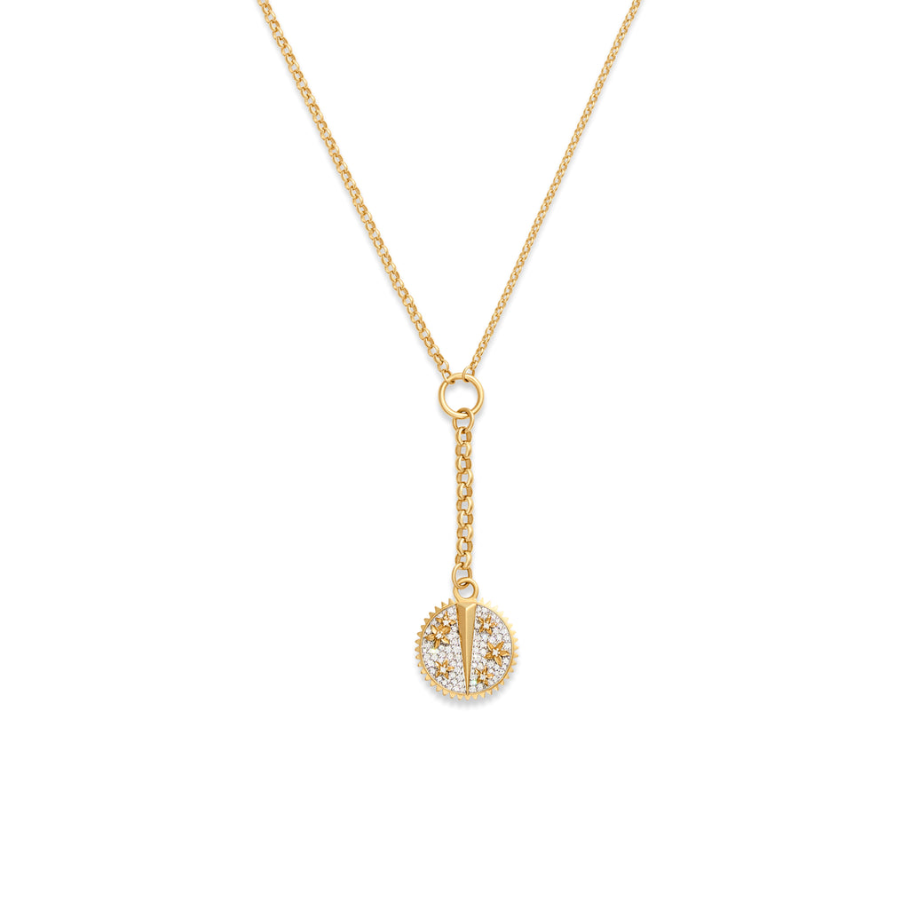 Resilience | Pavé Blossoms Small Mixed Belcher Extension Necklace | Diamonds, Mixed Gold view 1