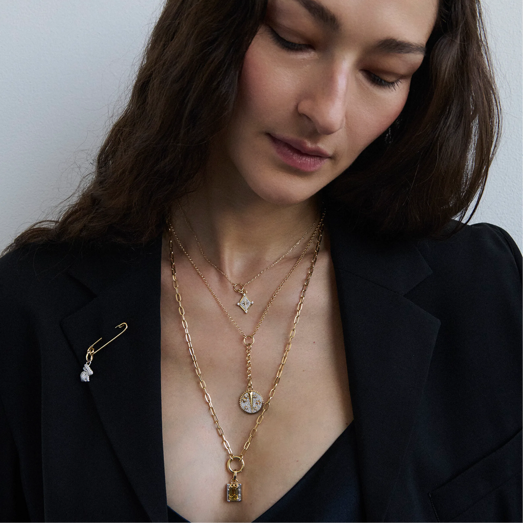 18K Yellow Gold Resilience | Pavé Blossoms Small Mixed Belcher Extension Necklace | Diamonds, Mixed Gold – FoundRae view 4