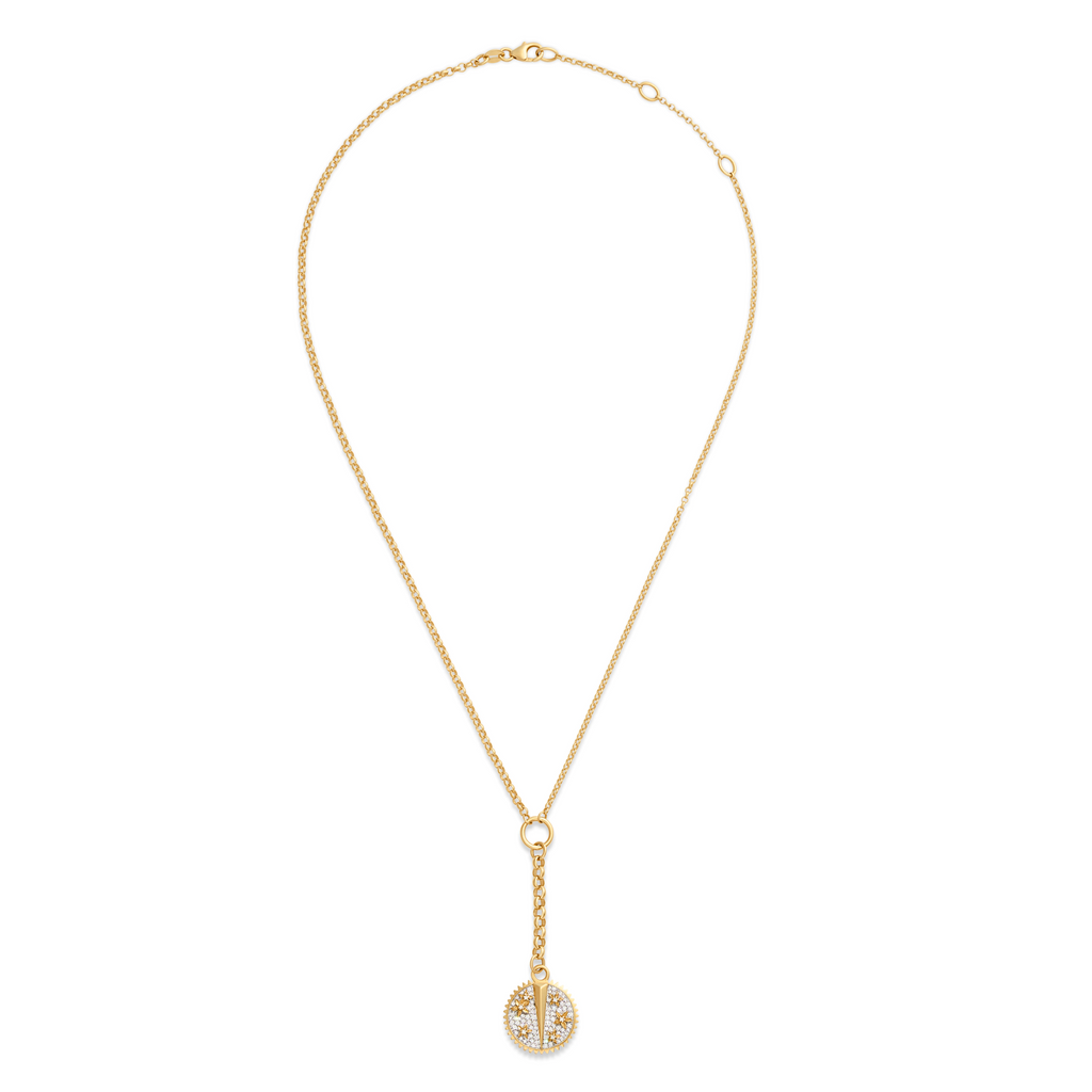 18K Yellow Gold Resilience | Pavé Blossoms Small Mixed Belcher Extension Necklace | Diamonds, Mixed Gold – FoundRae view 3
