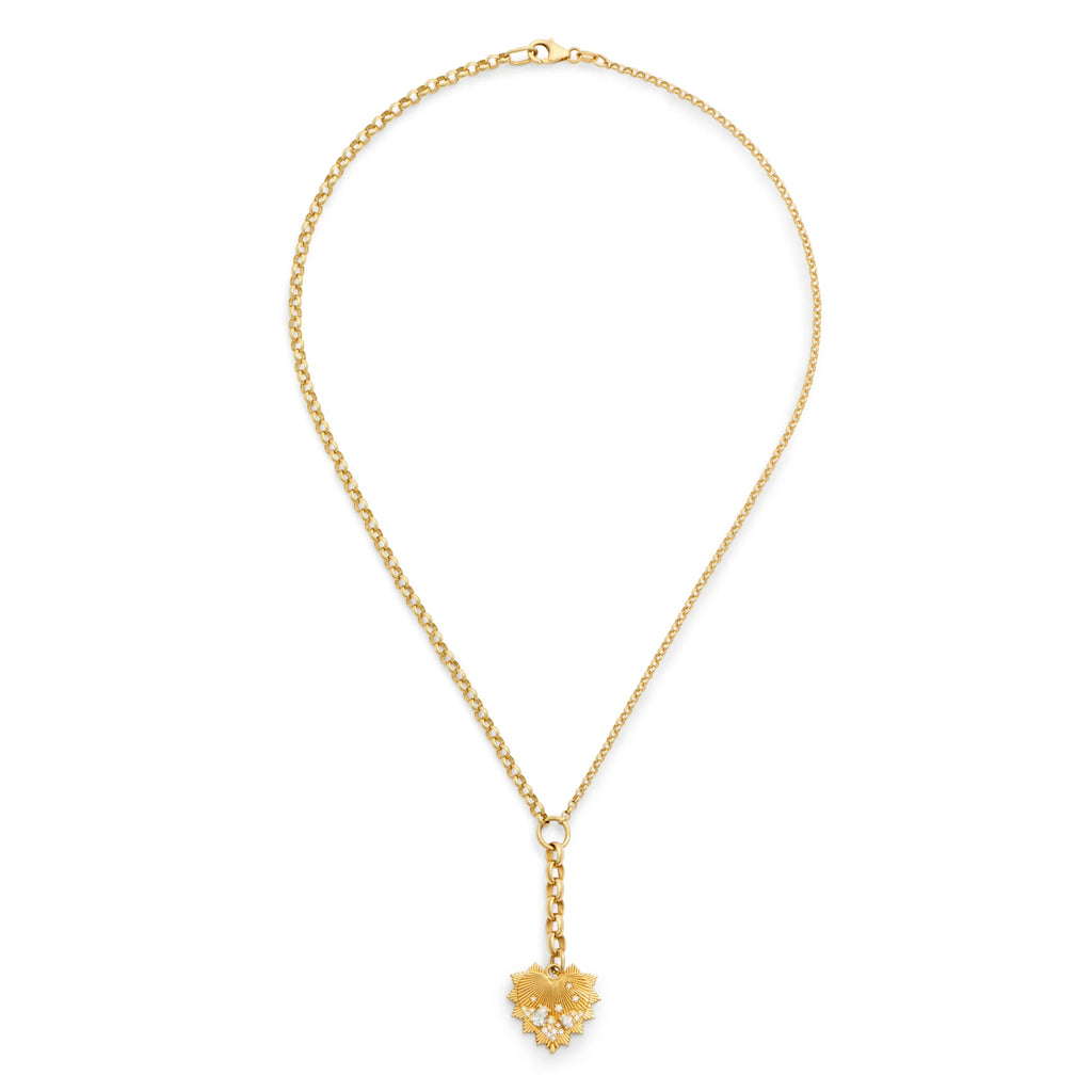 18K Mixed Gold True Love | Encrusted Heart Love Token Medium Mixed Belcher Extension Necklace | Diamonds, Yellow Gold – FoundRae view 3