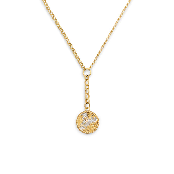 Resilience | Pavé Floral Screen Medium Mixed Belcher Extension Necklace | Diamonds, Yellow Gold