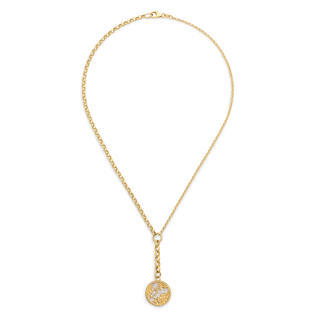 18K Yellow Gold Resilience | Pavé Floral Screen Medium Mixed Belcher Extension Necklace | Diamonds, Yellow Gold – FoundRae view 3