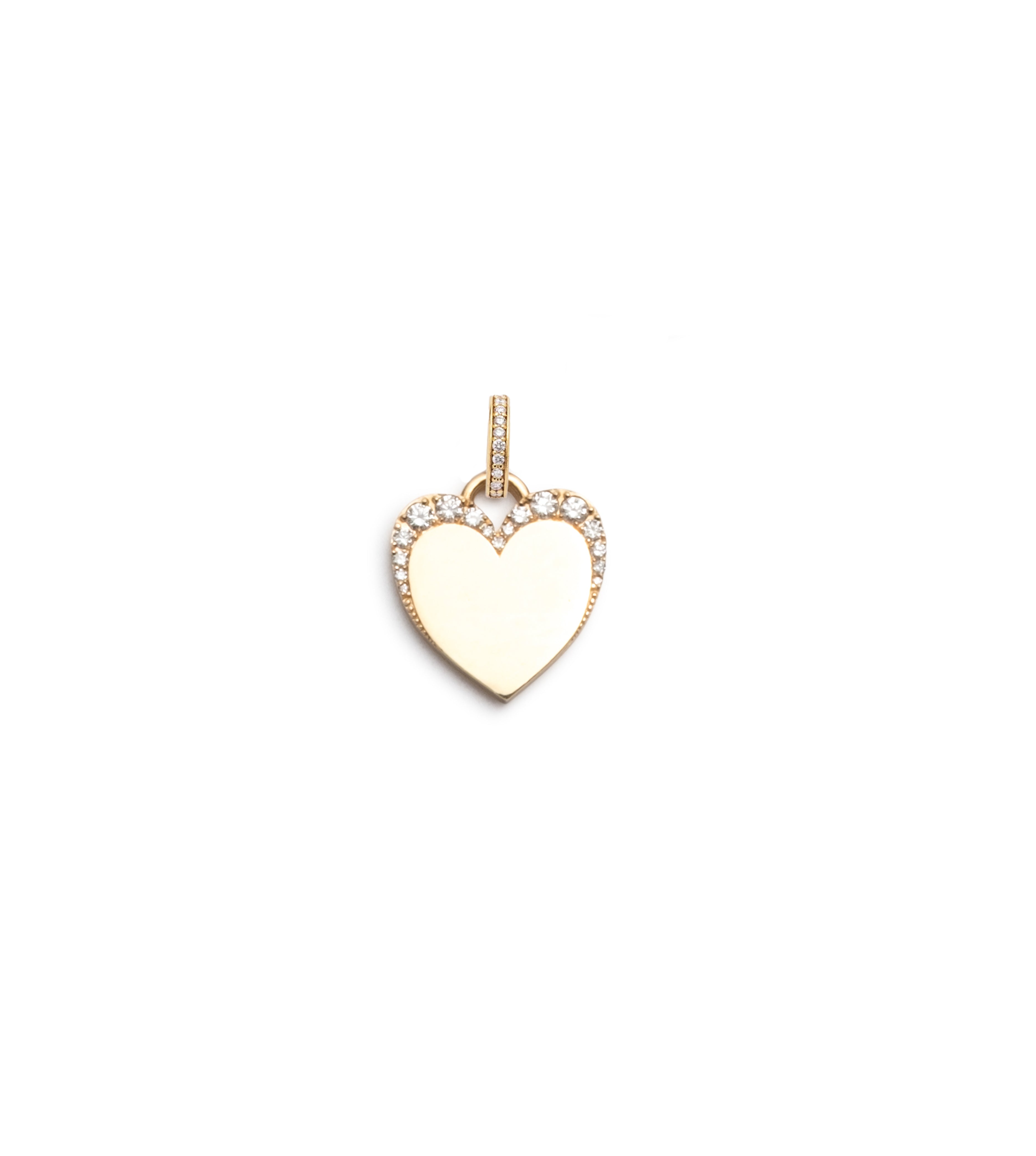 Pave Engravable Heart : Baby Medallion with Oval Push Gate Annex Link