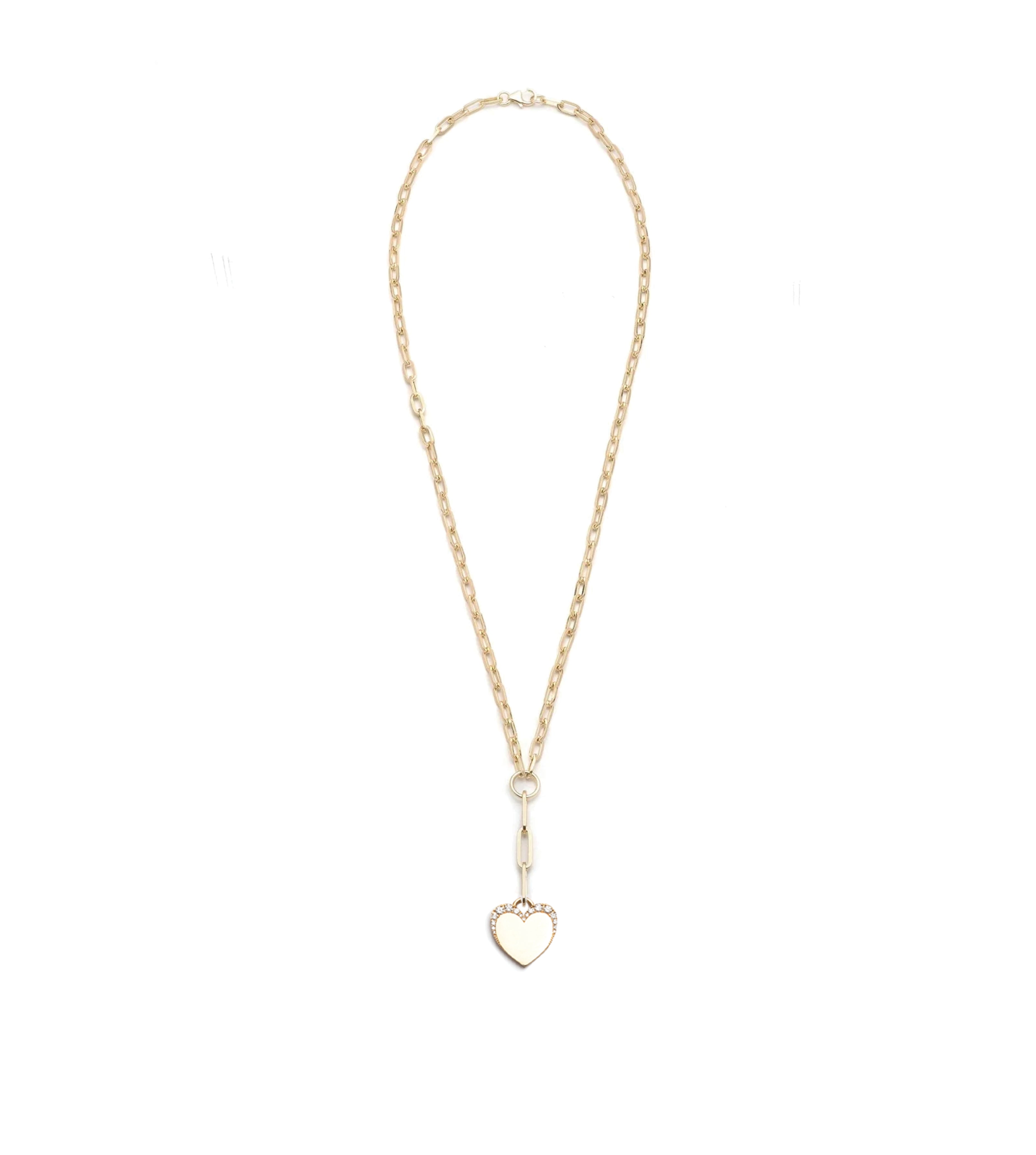 Pave Diamond Engravable Heart : Refined Clip Extension Necklace