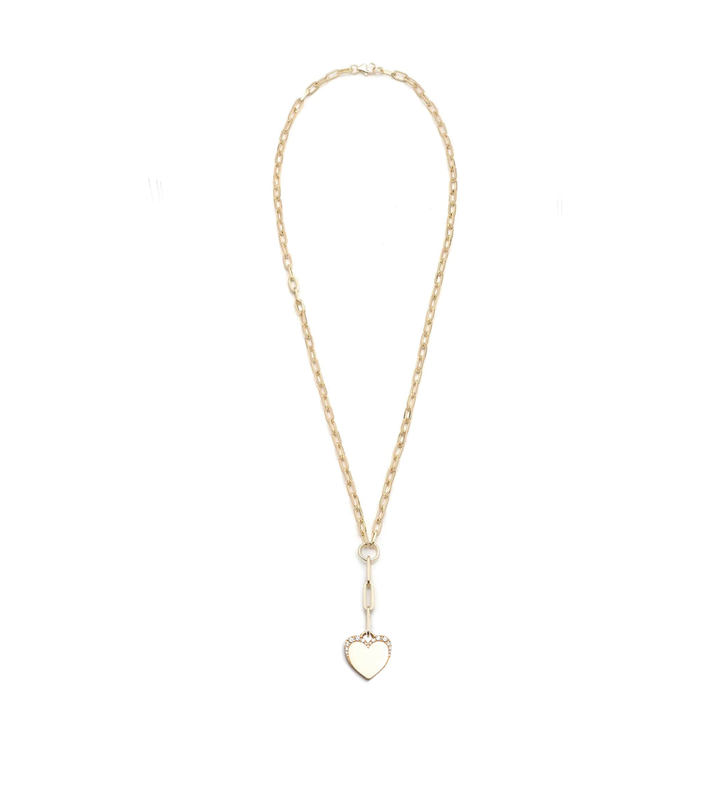 Pave Diamond Engravable Heart : Refined Clip Extension Necklace view 2