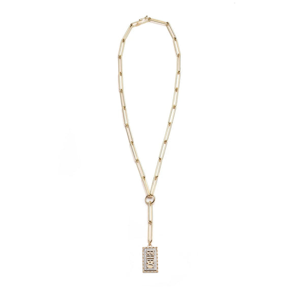 Personalized - True Love | Lovestruck Pierced Large Clip Extension Necklace | Diamonds, Yellow Gold