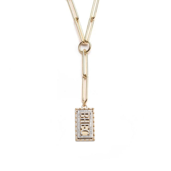 Personalized - True Love | Lovestruck Pierced Large Clip Extension Necklace | Diamonds, Yellow Gold