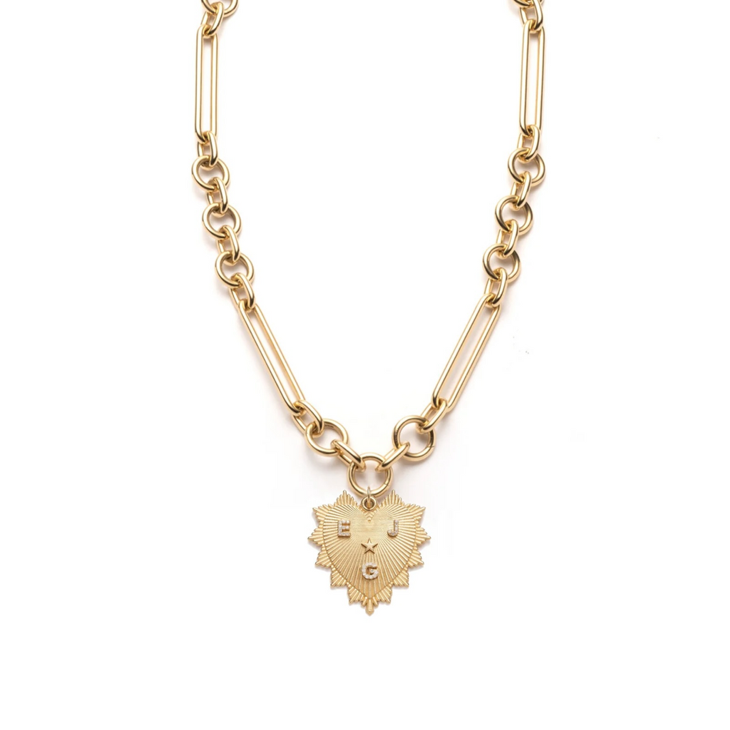 Custom Heart Love Token : Oversized Mixed Clip Chain view 1