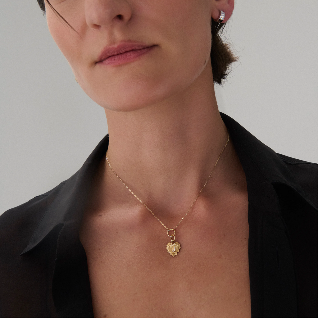 Personalized - True Love | Initial Heart Love Token Thread Chain Necklace | Diamonds, Yellow Gold view 2