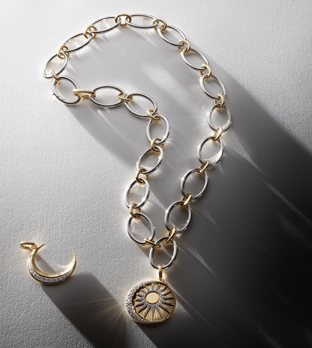 Balance : Oval Link Chain Necklace Mixed Gold view 2