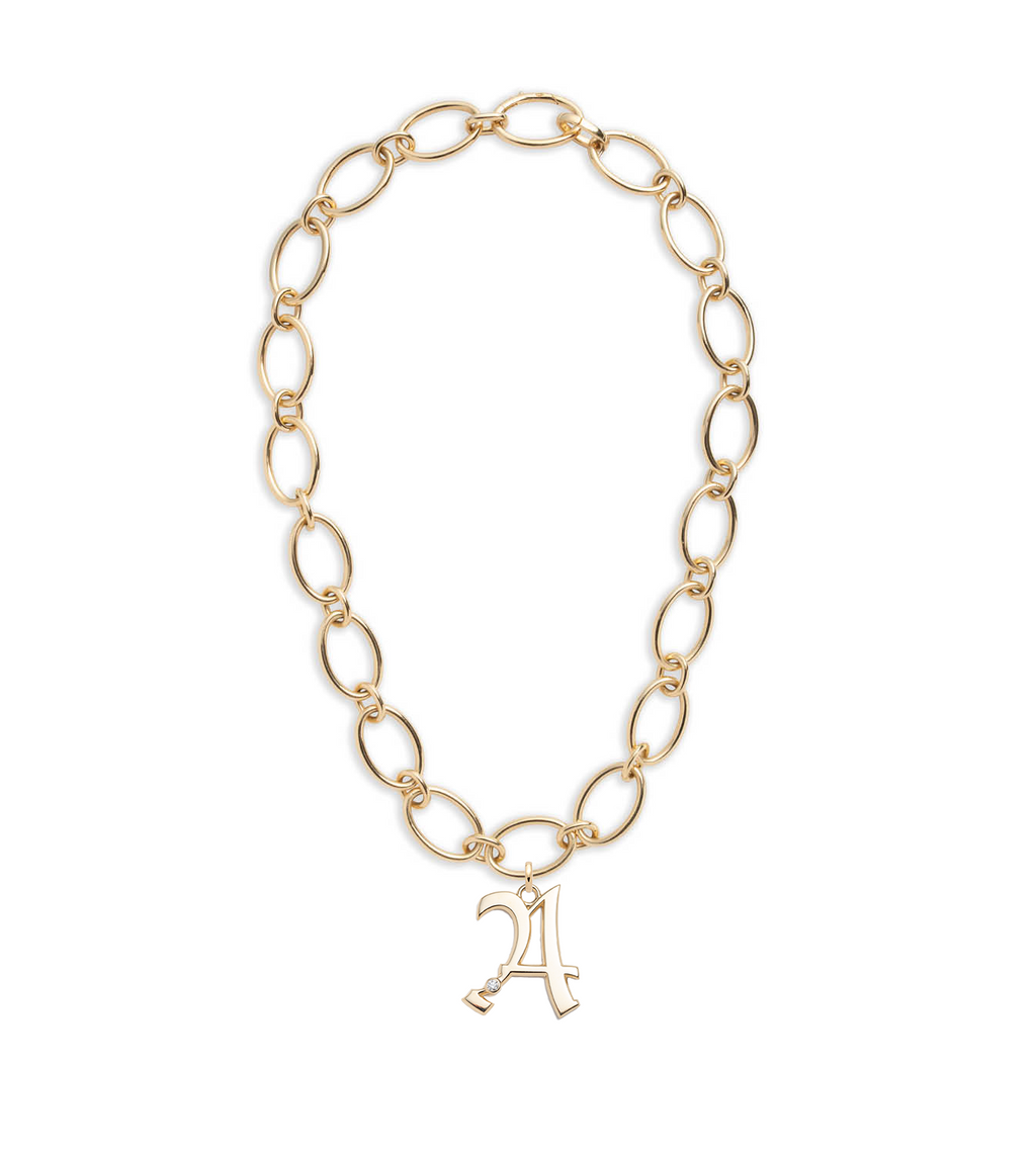 Oversized Initial : Oval Link Chain Necklace view 2