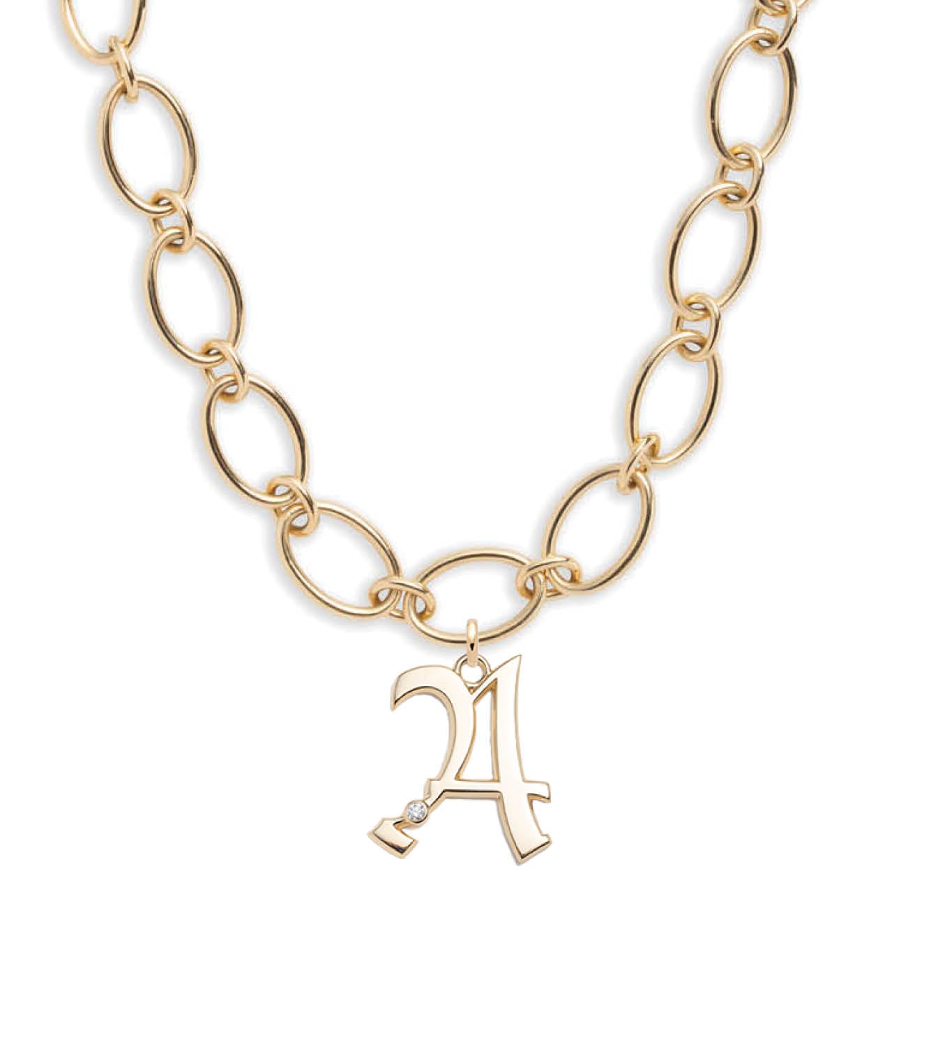 Oversized Initial : Oval Link Chain Necklace