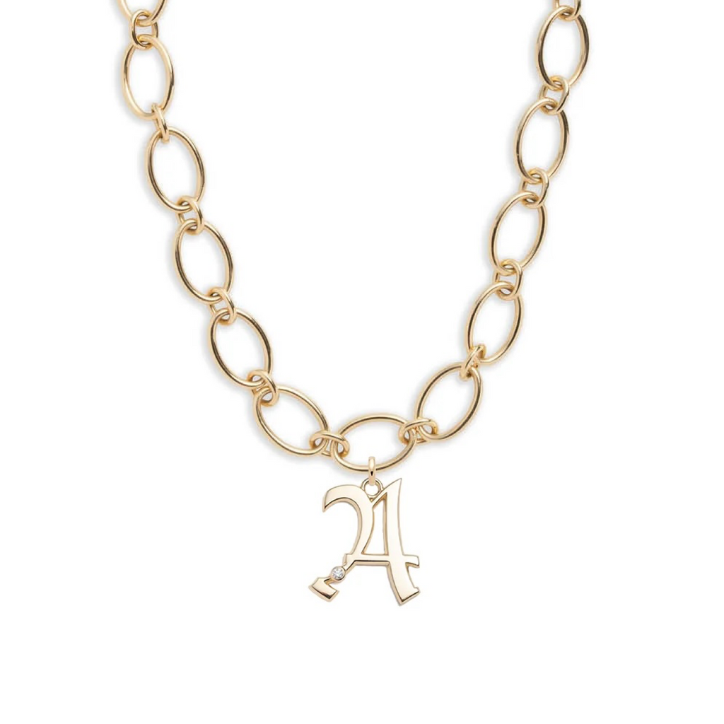Oversized Initial : Oval Link Chain Necklace view 1