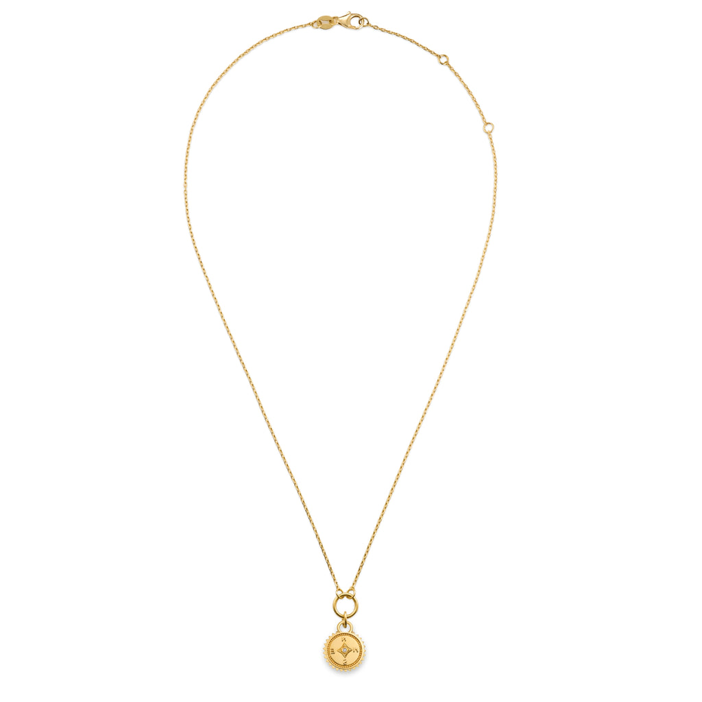 18K Yellow Gold Internal Compass | Thread Necklace | Yellow Gold – FoundRae view 3
