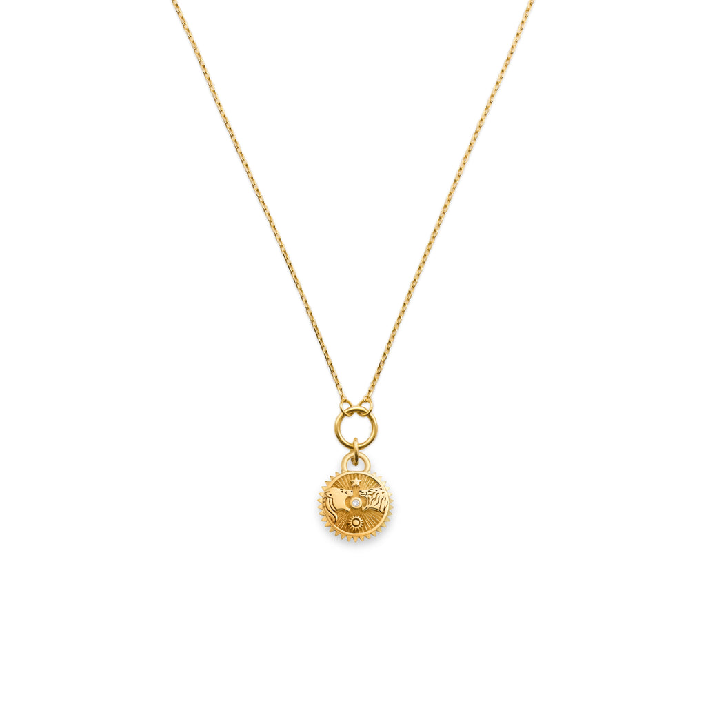 Strength | Solar & Lunar Thread Necklace | Diamond, Yellow Gold view 1