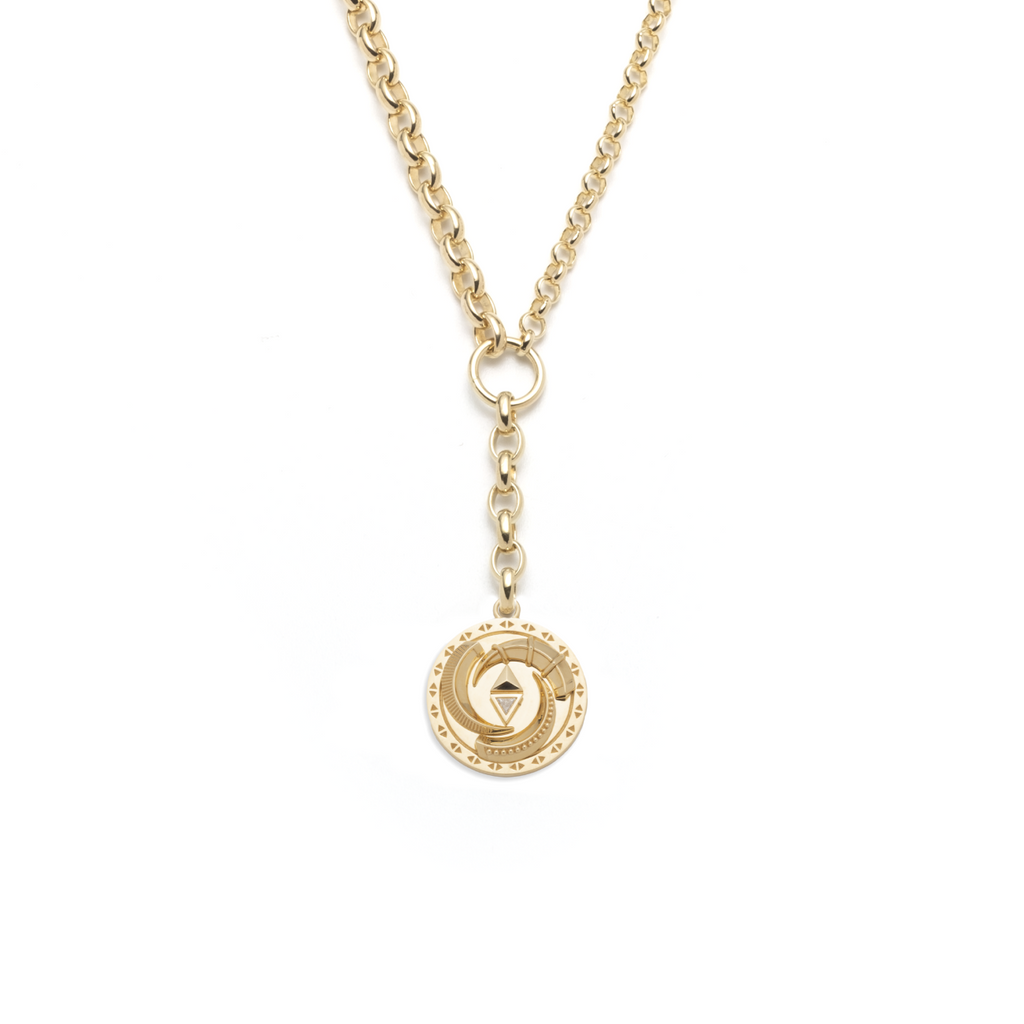 Protection La Loba Triskele Heavy Mixed Belcher Extension Necklace : in Yellow Gold view 1