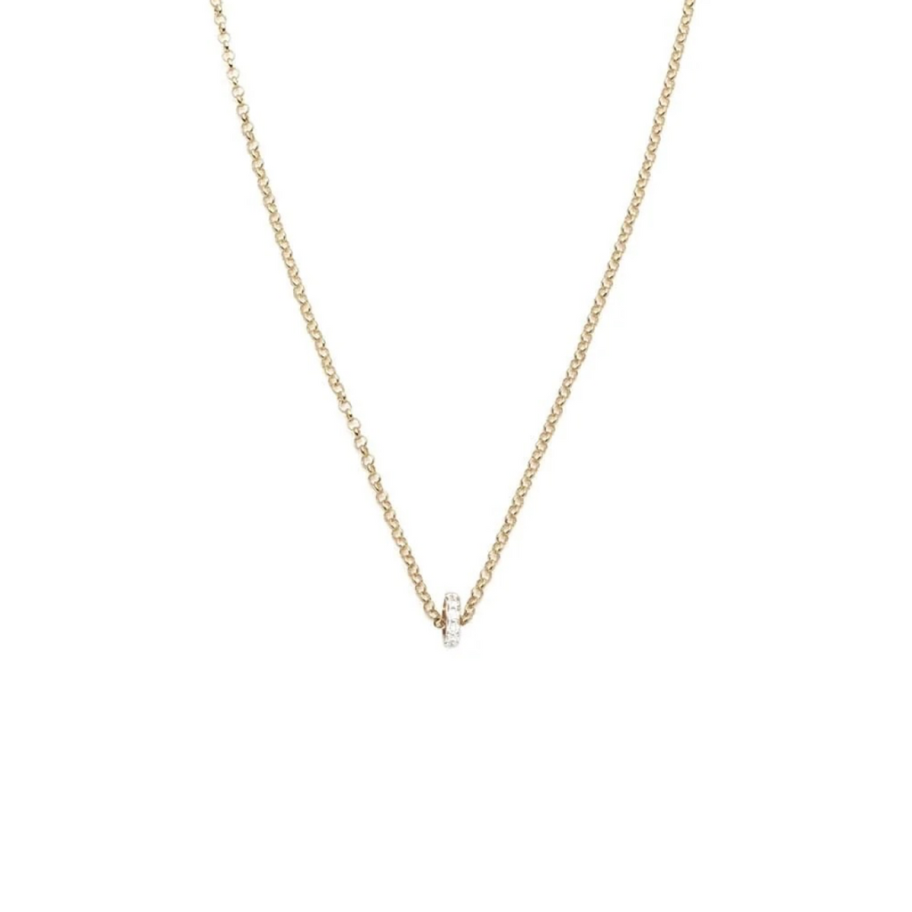 Pave Diamond Edge : Heart Beat Fine Belcher Chain Necklace view 1