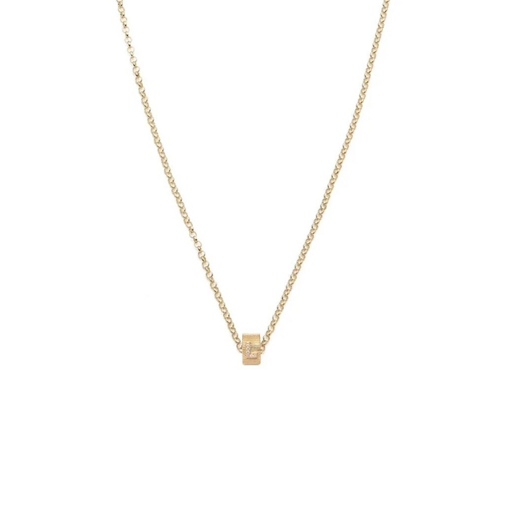 Pave Diamond Initial : Heart Beat Fine Belcher Chain Necklace view 1