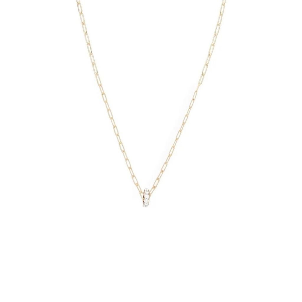 Pave Diamond Edge : Heart Beat Super Fine Clip Chain Necklace view 1