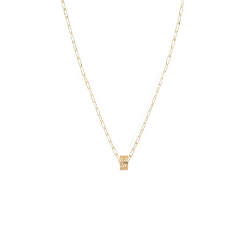 Pave Diamond Initial : Heart Beat Super Fine Clip Chain Necklace view 1