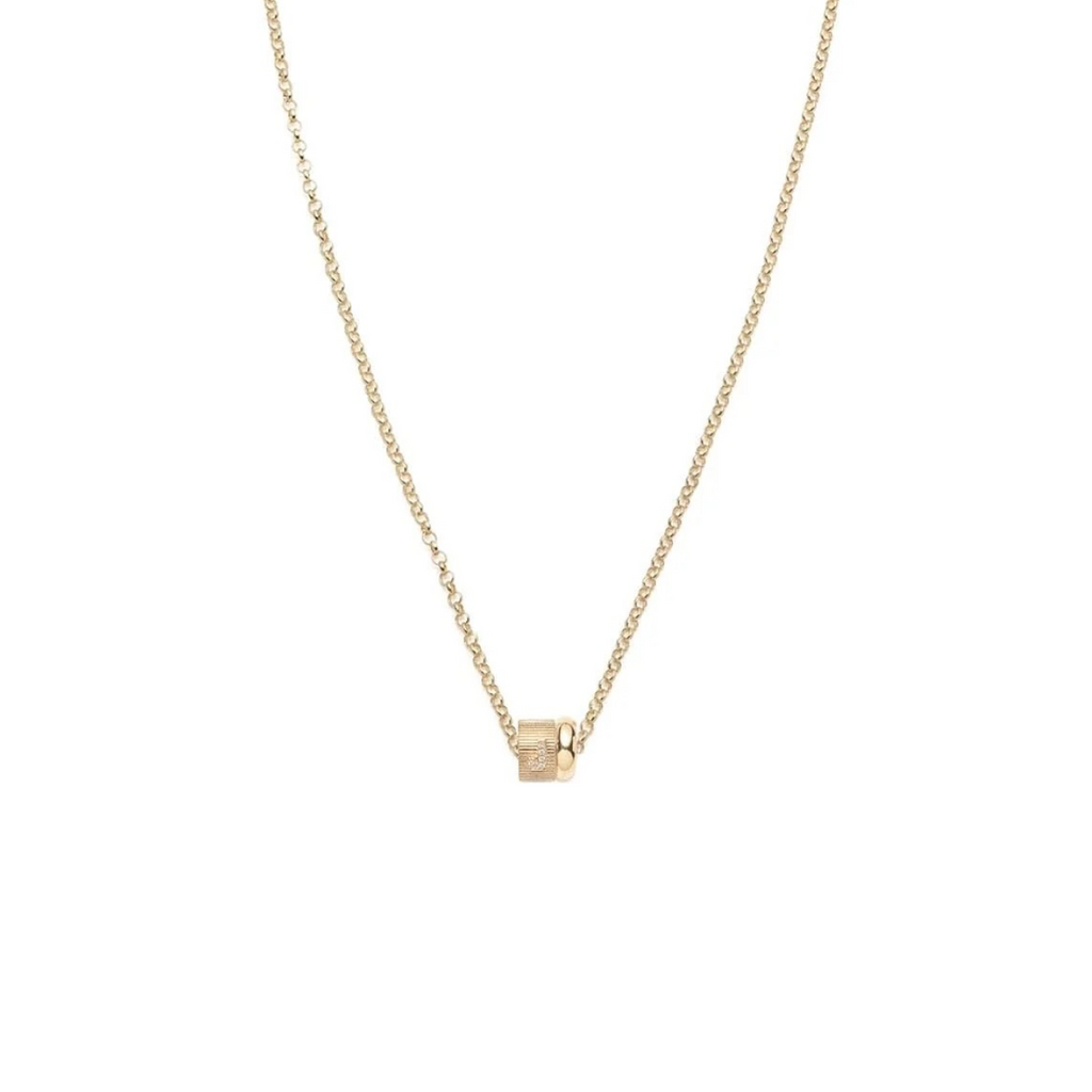 Pave Diamond Initial & Chubby Gold : Heart Beat Fine Belcher Chain Necklace view 1