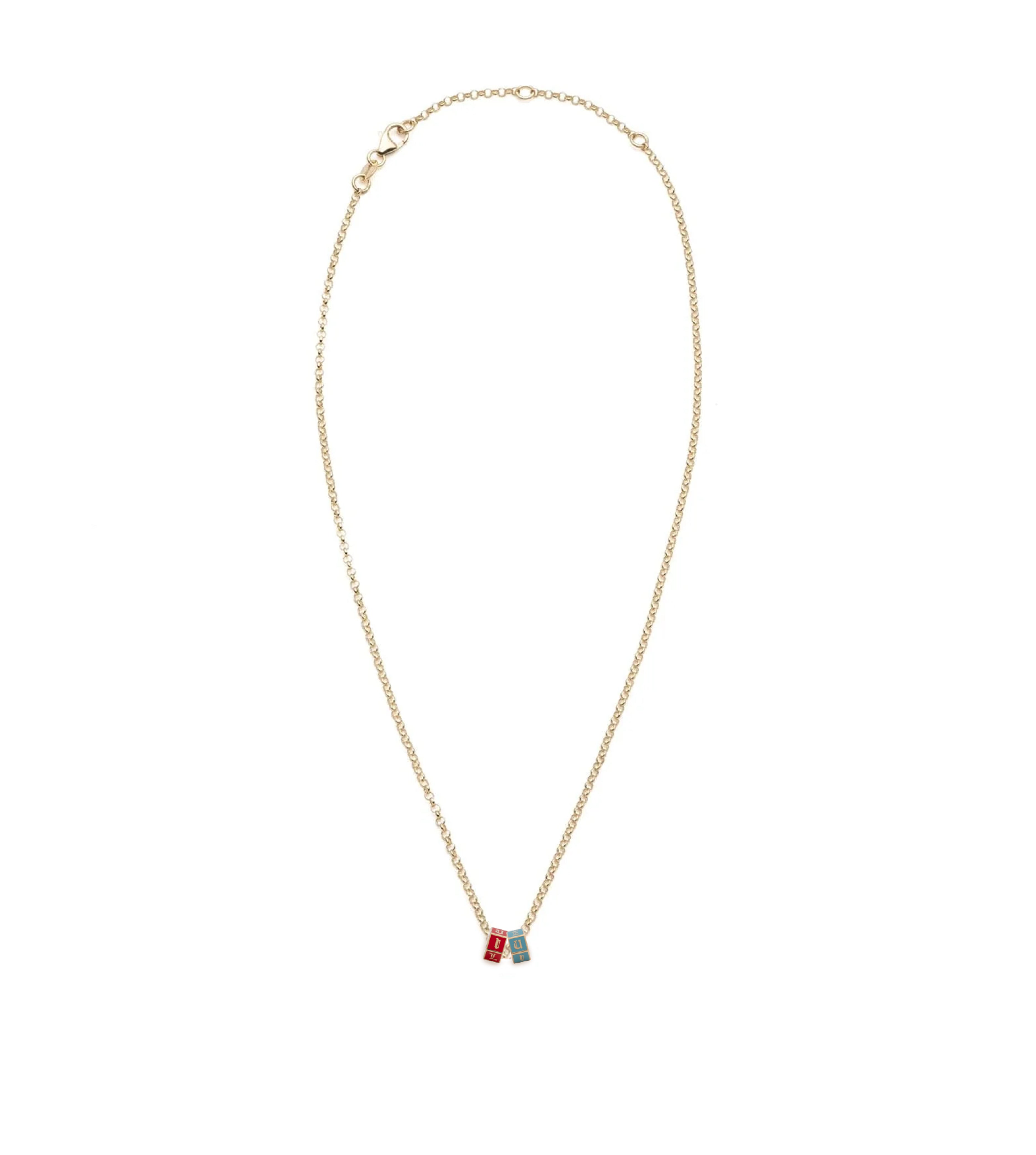Aqua & Red I Love U : Fine Belcher Necklace