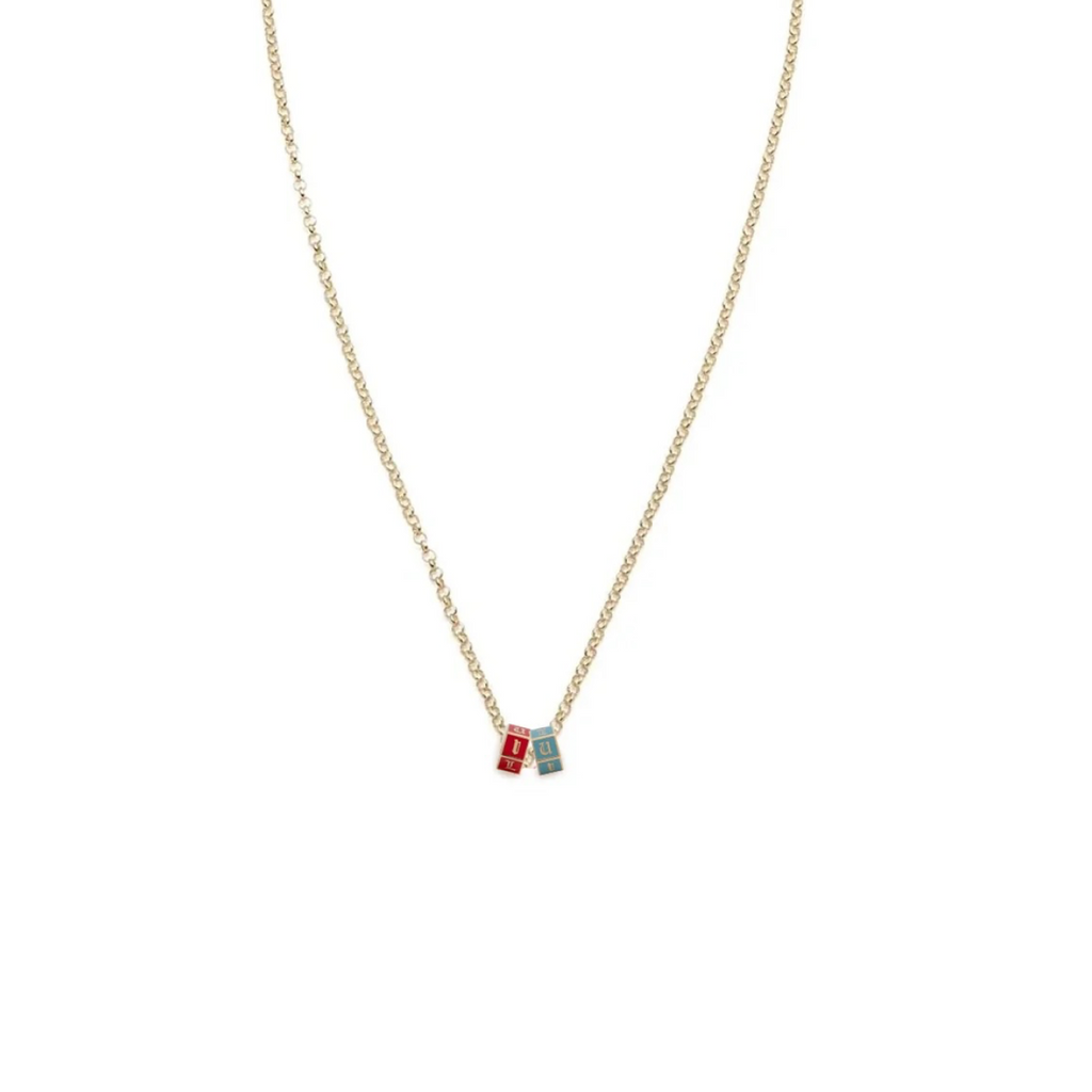 Aqua & Red I Love U : Fine Belcher Necklace view 1