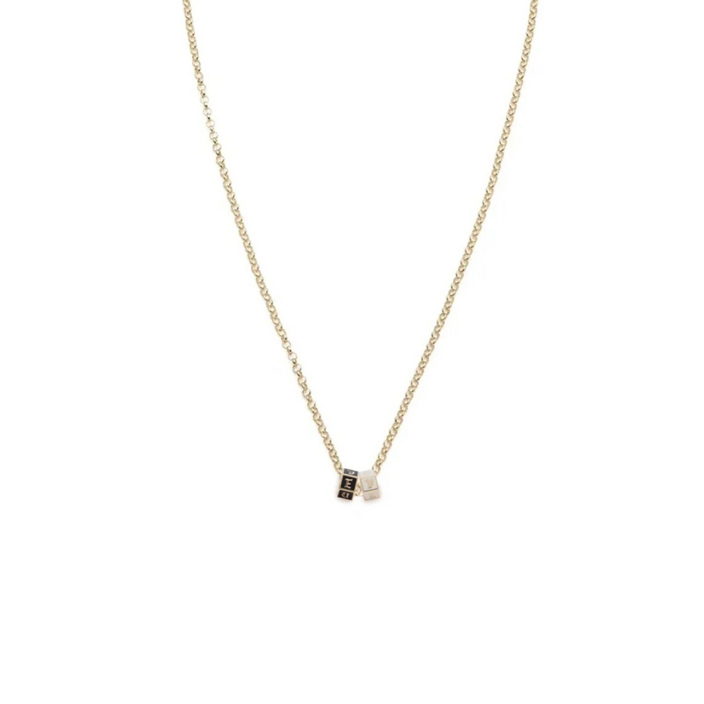 Black & Cream I Love U : Fine Belcher Necklace view 1